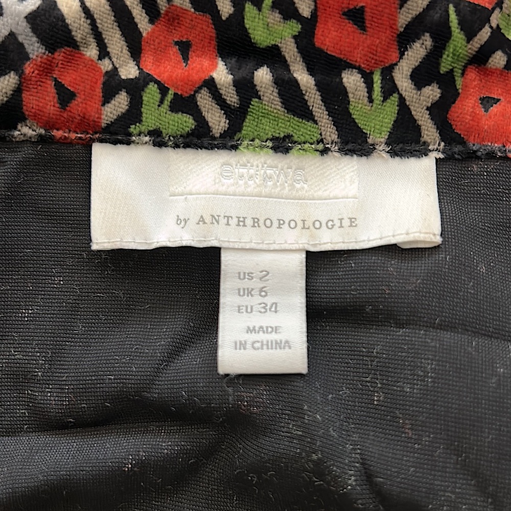 Ettitwa by Anthropologie Floral Long Sleeve Velvet Blazer Jacket Coat **Sz 2** - Picture 4 of 4